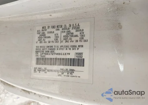 1997 Ford F-150 Standard/Xl/Xlt from USA, damaged, VIN 1FTDX1727VKD11379